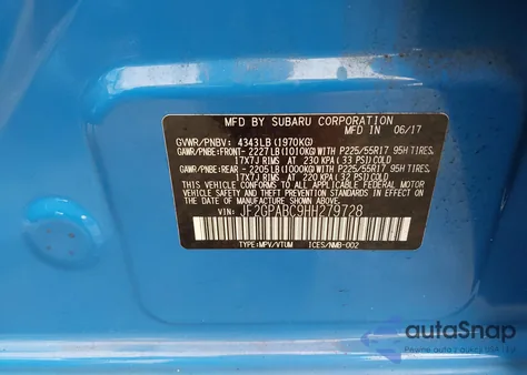 2017 Subaru Crosstrek 2.0I Premium from USA, damaged, VIN JF2GPABC9HH279728